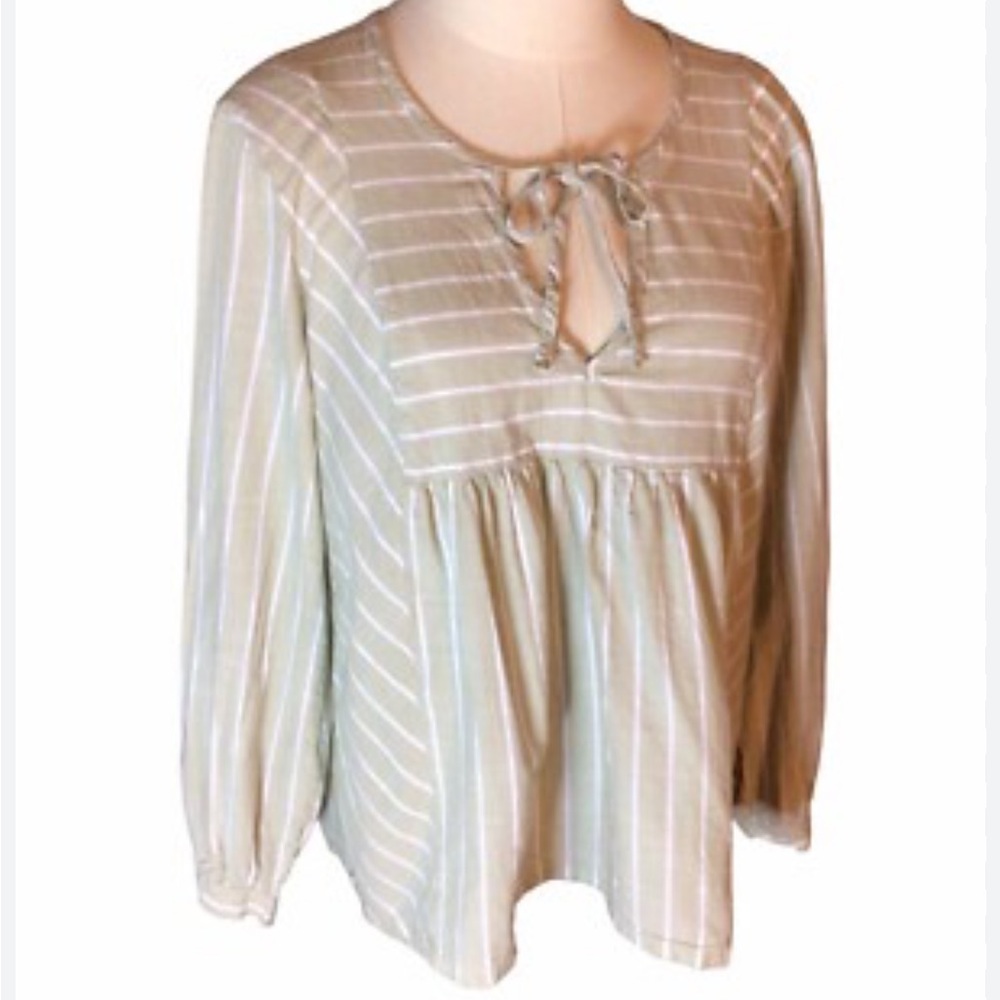 LUCKY BRAND sage peasant blouse L